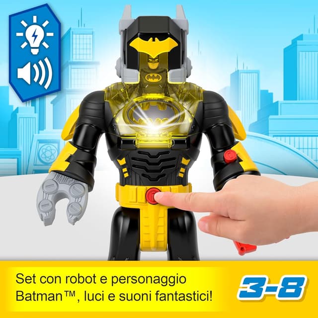 Detalle de Imaginext DC Super Friends Batman Insider e Bat Bot: robot da 30,5 cm con luci, suoni e accessori (HYG31)