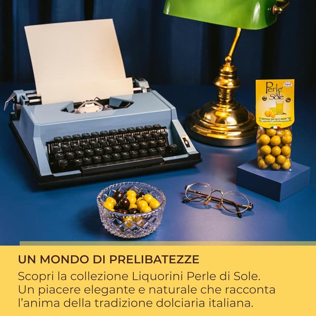 Detalle 2 de Perle di Sole Liquorini ripieni al Limoncello in cassettina maiolicata 400 g