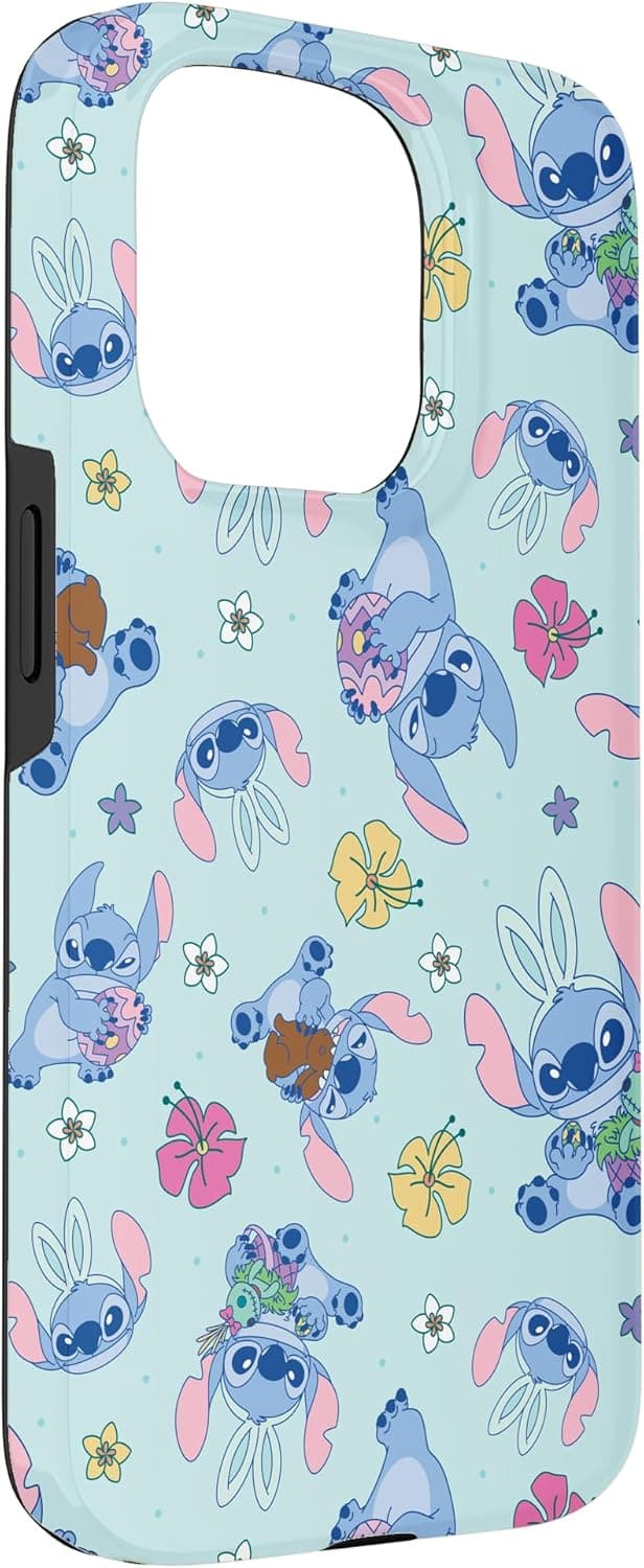 Detalle de Custodia pieghevole Disney Lilo & Stitch Cute Blue Easter per iPhone 15 Pro