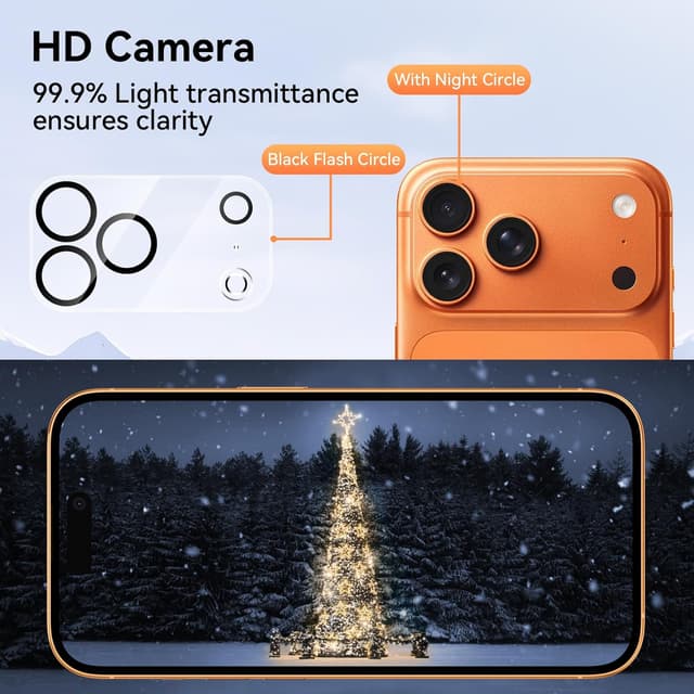 Detalle 2 de Niphabe 3 Pack Privacy Screen Protector for iPhone 17 Pro 6.3 inch (with 3 Camera Lens Protectors)