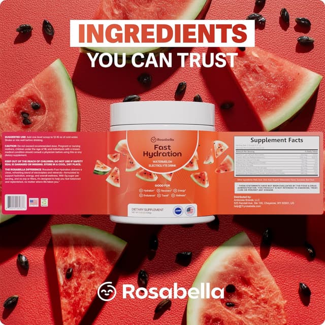Thumbnail 6 de Rosabella Watermelon Electrolyte Powder – Sugar-Free Hydration 30 Servings 🍹