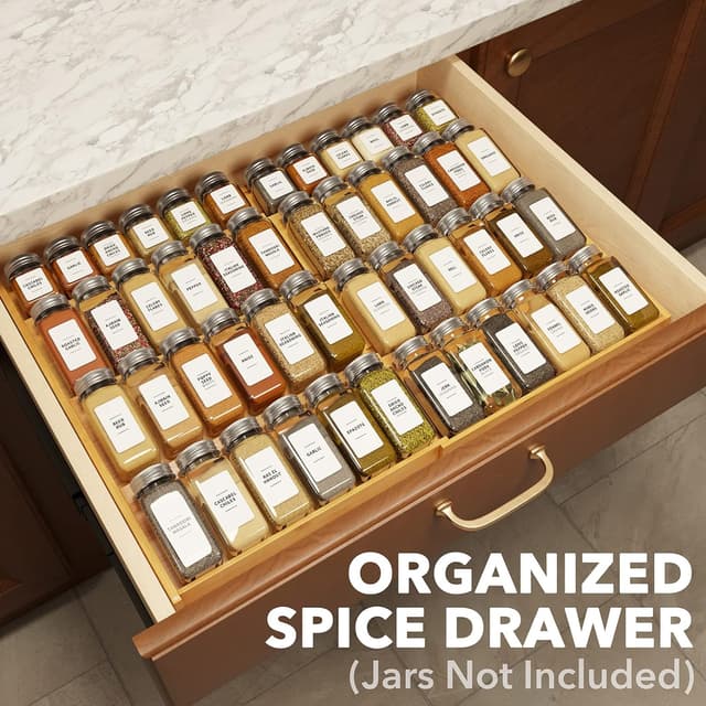 Detalle de SpaceAid Bamboo Spice Drawer Organizer (Expandable 4-Tier Insert for 3"-Deep Drawers)