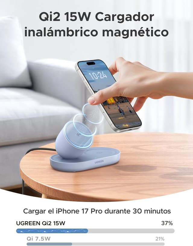 Detalle 2 de UGREEN Zapix Cargador Inalámbrico 15W