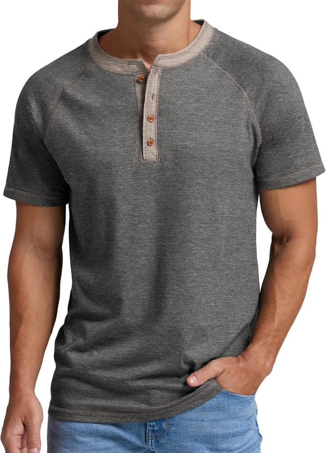 Detalle de Sailwind Men’s Henley Long/Short Sleeve Cotton Casual T-Shirt with Four Buttons