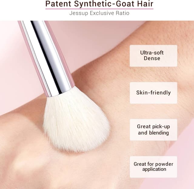 Detalle de Kit de pinceaux de maquillage Jessup 25 pièces (visage, yeux, poudre, blush, rouge à lèvres) en fibres synthétiques et naturelles