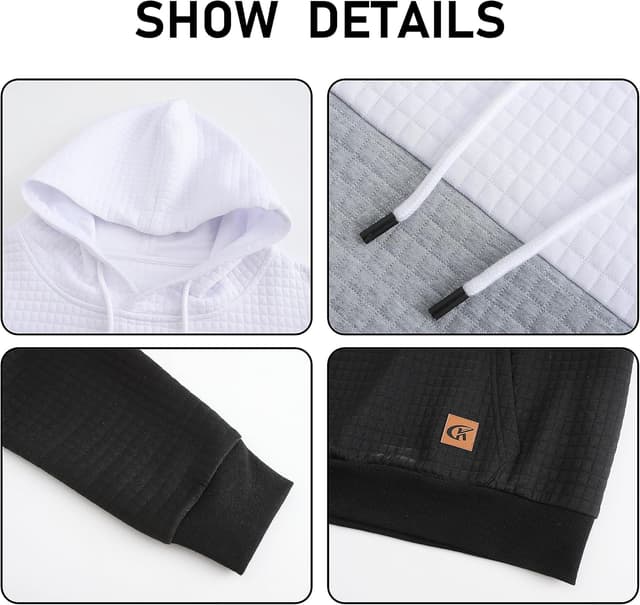 Detalle de YuKaiChen Herren Patchwork Hoodie Pullover mit Kapuze und Taschen