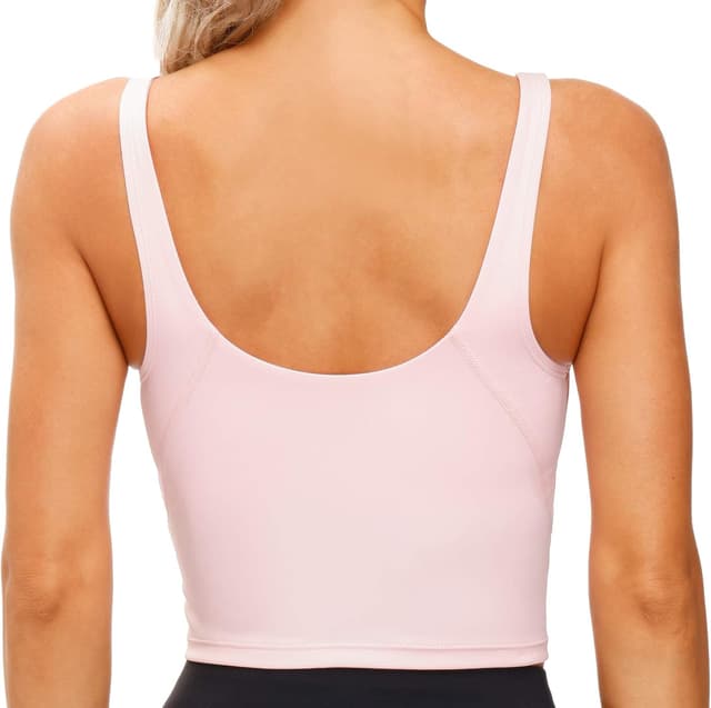 Detalle de THE GYM PEOPLE Longline reggiseno sportivo da donna senza ferretto, imbottito medio e supporto yoga/palestra