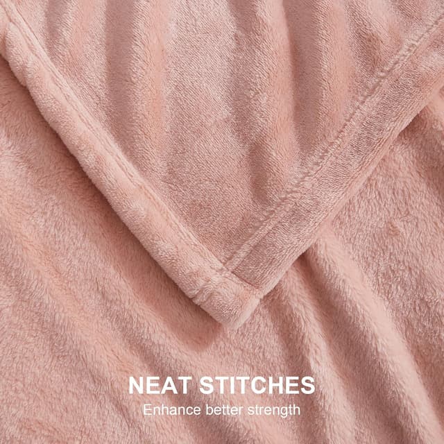 Detalle de EHEYCIGA Dusty Pink fleece blanket throw (150x200cm) for sofa, bed & armchairs