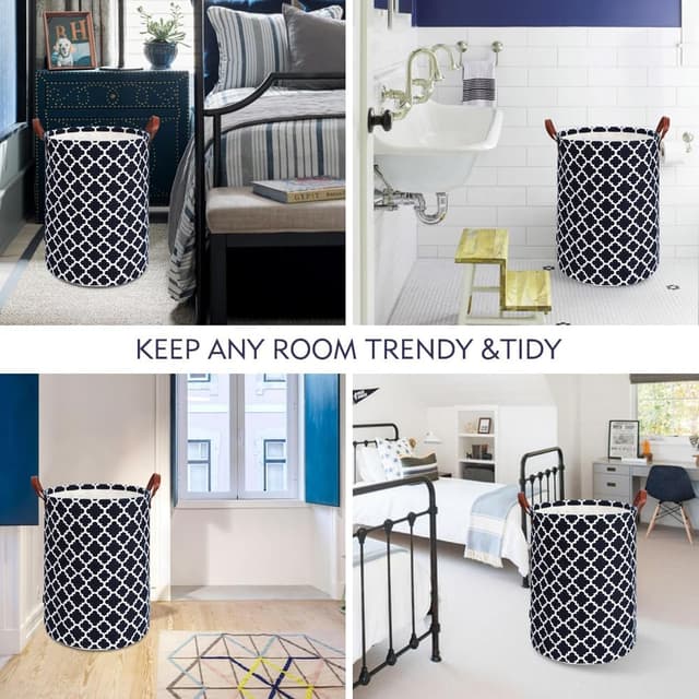 Thumbnail 6 de Maxsilan 80L X-Large Laundry Basket with Drawstring (Collapsible, Handle) – Blue