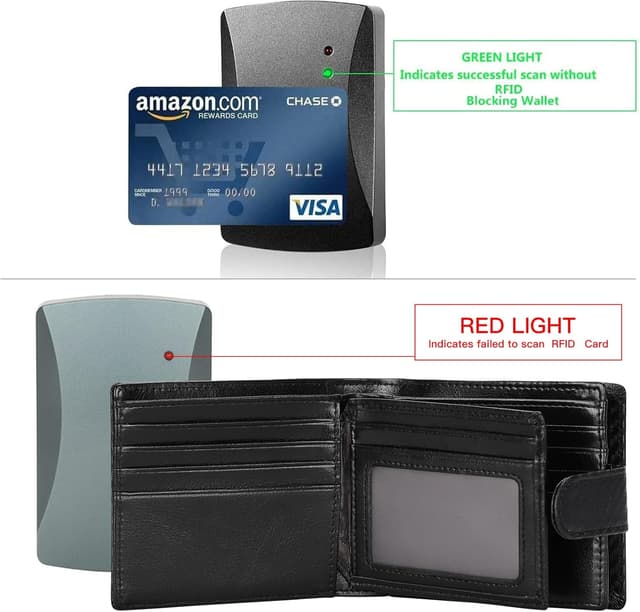 Detalle de GAEKEAO RFID blocking leather bifold wallet with zip coin pocket and ID window (15 card slots)