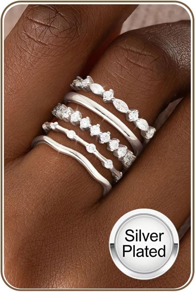 Detalle de ZNBOH Set 5 anelli zirconia oro 18K