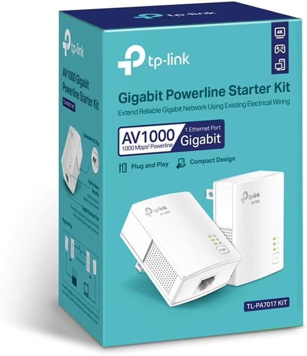 Detalle 2 de TP-Link TL-PA7017 Powerline Ethernet Adapter Kit (AV1000, Gigabit Port, Plug-and-Play)