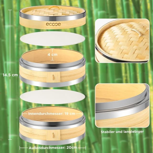 Detalle 2 de ecoee Bambusdämpfer für 25 cm Dämpfeinsatz