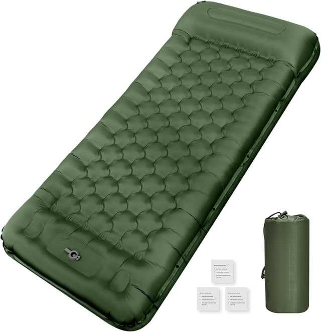 Detalle de NAPASA Camping Mat – 14cm ultralight inflatable sleeping pad with built-in foot pump (double-joinable)