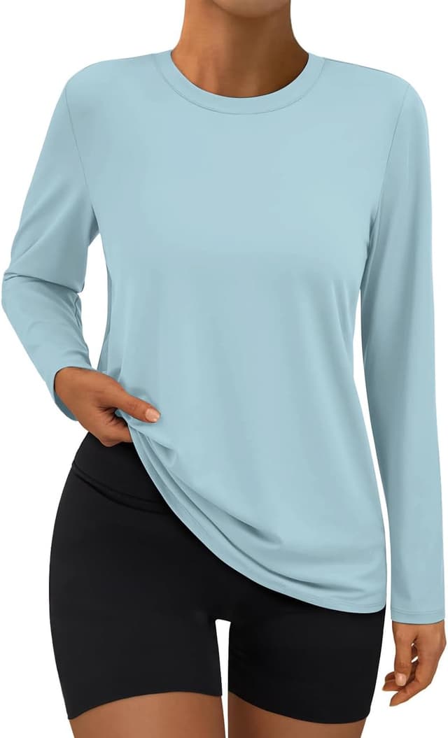 Detalle de Suncife Women Long Sleeve Workout Tops – breathable, quick-drying yoga gym shirts