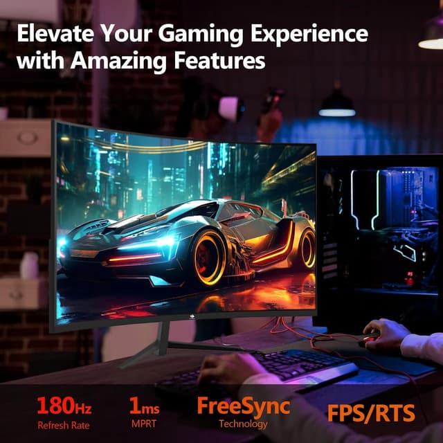 Detalle 2 de Z-Edge 24 Zoll Curved Gaming-Monitor (180 Hz, 1 ms MPRT, FreeSync, VA) – UG24, Full HD