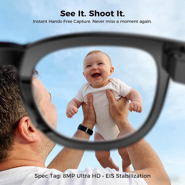 Detalle 2 de EarlySincere 2026 Smart AI Glasses with 8MP 4K POV Camera, AI Assistant & Open-Ear Bluetooth