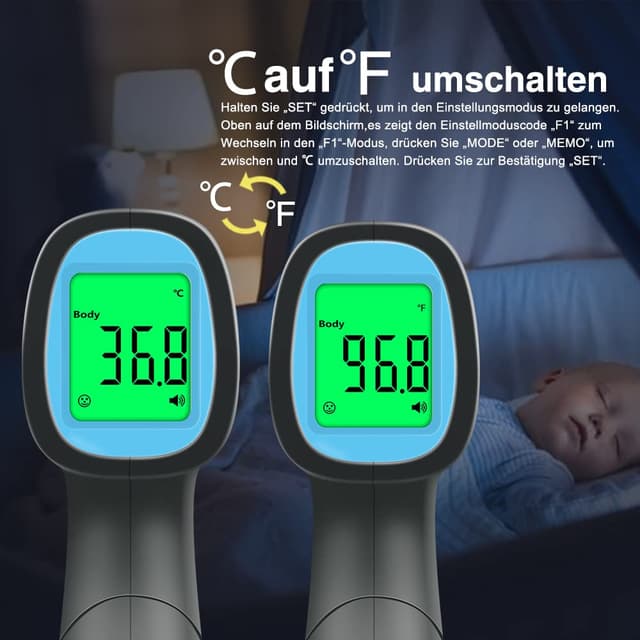 Detalle 2 de Kontaktloses Infrarot-Stirnthermometer mit 50 Speicherfunktionen