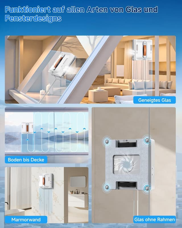 Thumbnail 6 de Fensterputzroboter 6500 Pa mit 2-Fach-Sprühsystem, KI-Routenplanung & Randerkennung für Innen- und Außenfenster