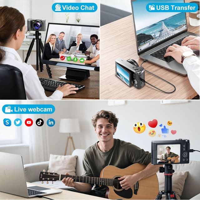 Detalle 2 de 4K Digital Camera for Photography & Travel (56MP Autofocus, 3" 180° Flip Screen, 32GB Card Included)