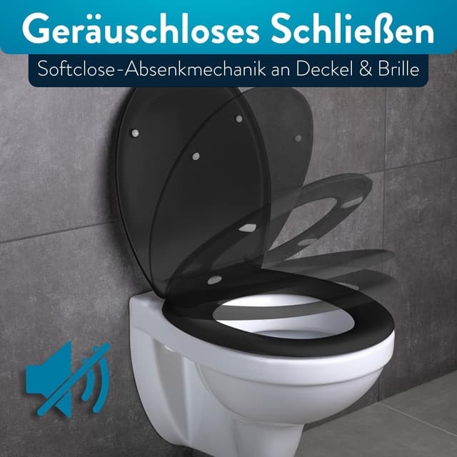 Detalle de BENKSTEIN coperchio WC antibatterico oval, duroplast con Quick Release e softclose, sedile WC in acciaio inox rimovibile