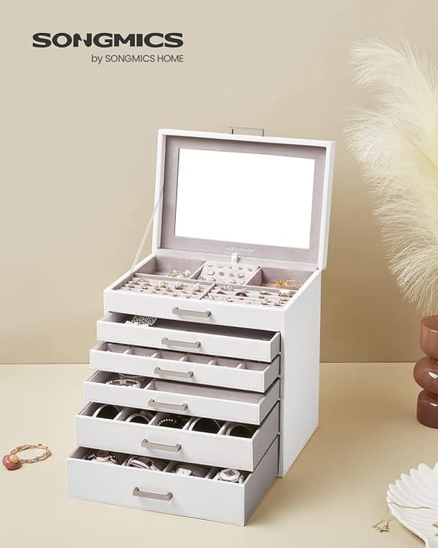 Thumbnail 1 de SONGMICS Joyero Gran Capacidad Blanco/Gris