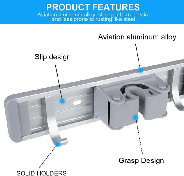 Detalle de Porte-balai mural Vicloon, 4 supports