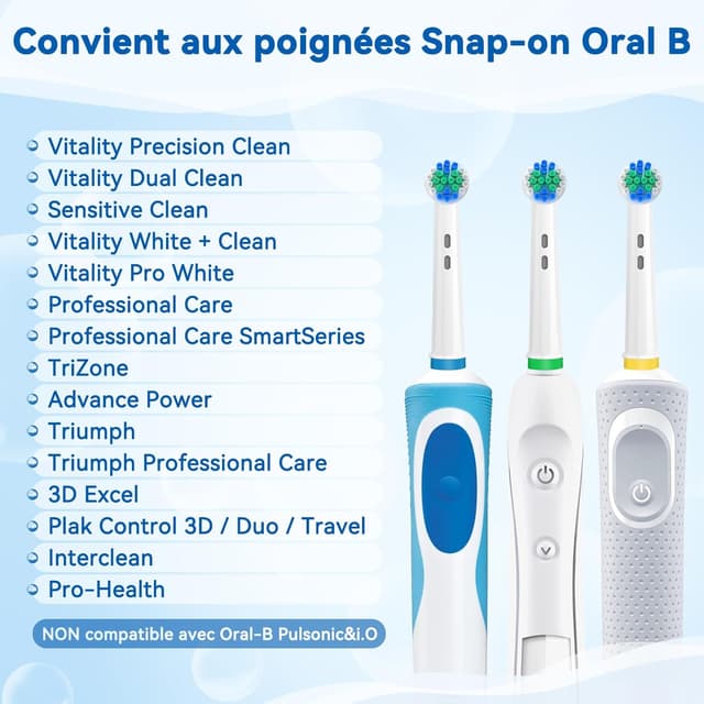 Detalle 2 de AnjoCare – Lot de 8 têtes de brosse de rechange pour brosse à dents électrique Oral-B (compatibles Pro1000/3000/5000/7000)