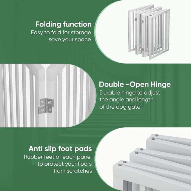 Detalle de Algherohein hohes, faltbares Hundegitter für Türen (6 Paneele, weiß) – freistehend für Innenräume