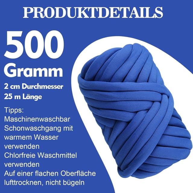Detalle 2 de Chenille Armstrickwolle 500 g Dunkelblau
