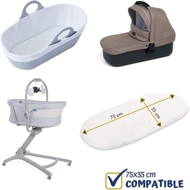 Detalle 2 de Flyideas Set 2 lenzuola con angoli elasticizzati per carrozzina e navicella neonato 75x35 cm in cotone morbido