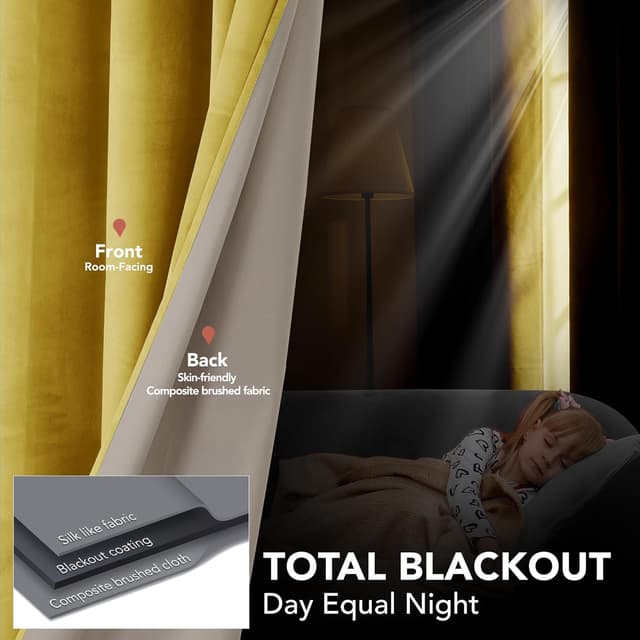 Thumbnail 4 de Deconovo Cortinas Opacas Térmicas Amarillo 140x180cm 🪟