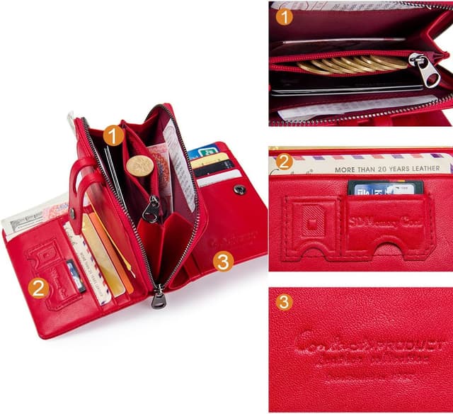 Thumbnail 5 de Contacts Trifold Leather Coin Card Holder 9x12cm