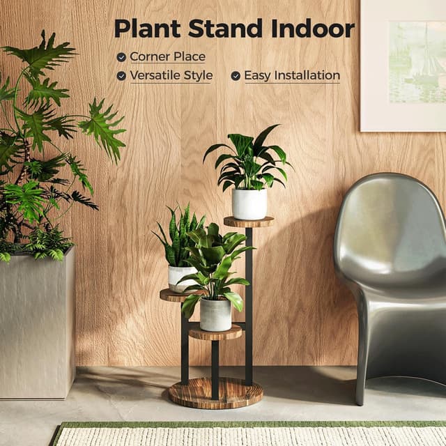Detalle 2 de 3 tier corner plant stand for indoor plants