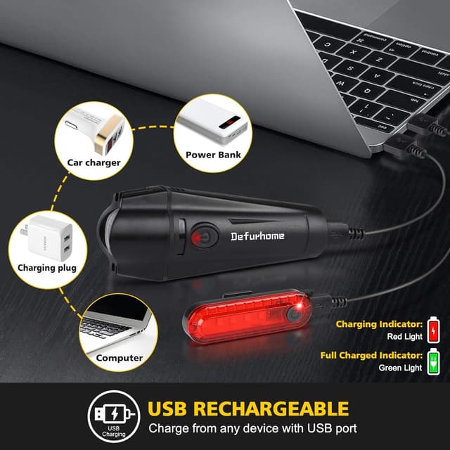 Thumbnail 4 de Defurhome Super Bright Bike Light Set 2000mAh