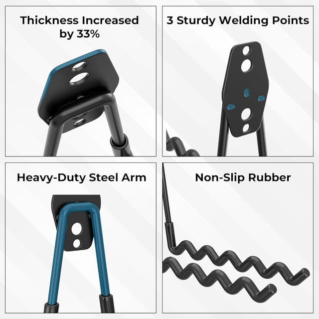 Detalle 2 de BONTEC 16 Pack Black Garage Hooks – Heavy Duty Wall Mount Storage for Ladders, Tools and Bikes