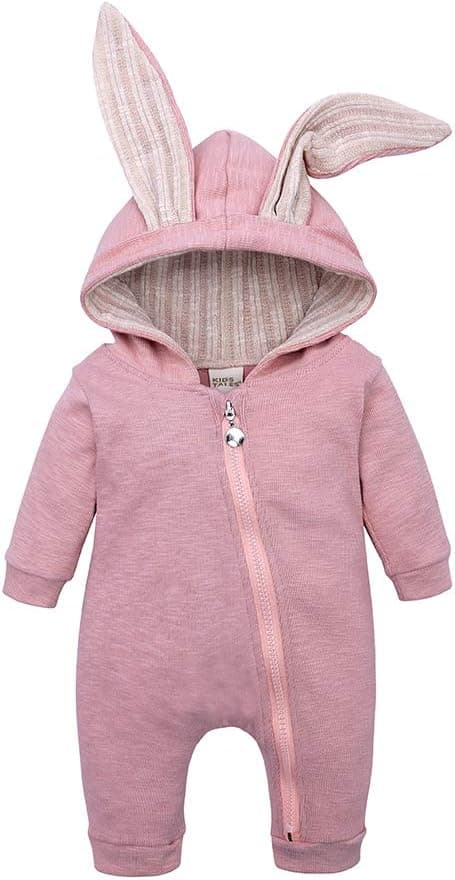 Thumbnail 6 de Wocharm Newborn bunny ear hooded cotton zip romper set for autumn/winter wear