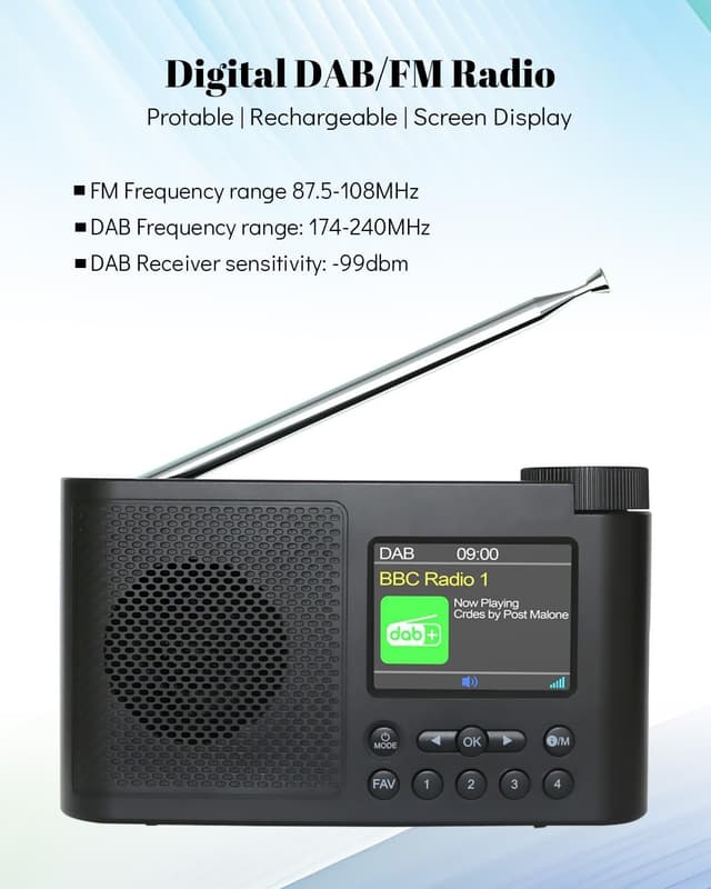 Detalle 2 de QEEKADA Radio portatil pequeña DAB/FM Bluetooth