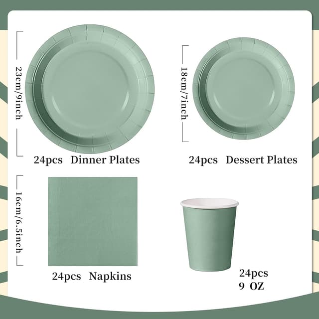 Thumbnail 1 de Nkaiso Grasgrün Partygeschirr 96-teilig