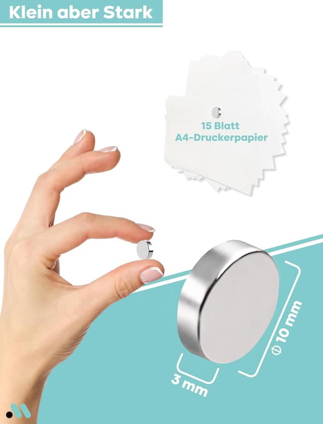 Detalle 2 de 50x Neodym-Magnete Miangsy (10 x 3 mm) für Magnettafel, Kühlschrank und DIY