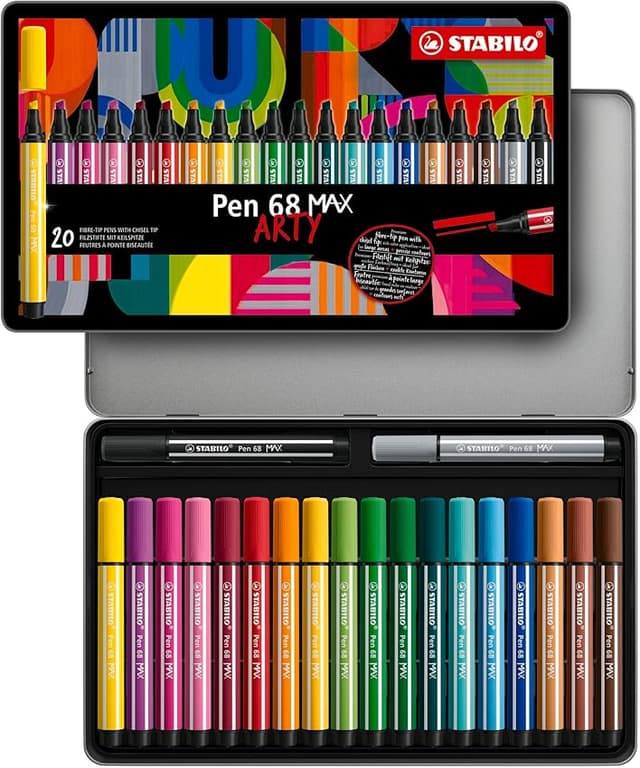 Detalle de STABILO Pen 68 MAX rotulador punta biselada 20 colores