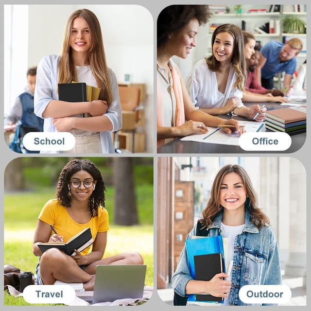 Thumbnail 6 de OFFCUP Carnet A5 ligné avec couverture rigide en cuir végétalien et élastique (192 pages)