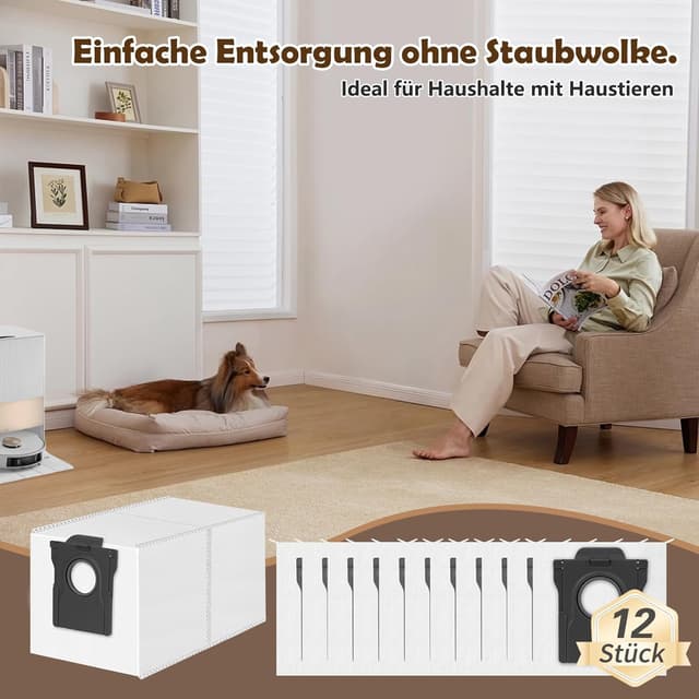Detalle de 12 Staubbeutel für Dreame L20/X40/X50 Ultra & Mova S70/E30/V50 – 3,2 l Staubsaugerbeutel (kompatible Ersatzbeutel)