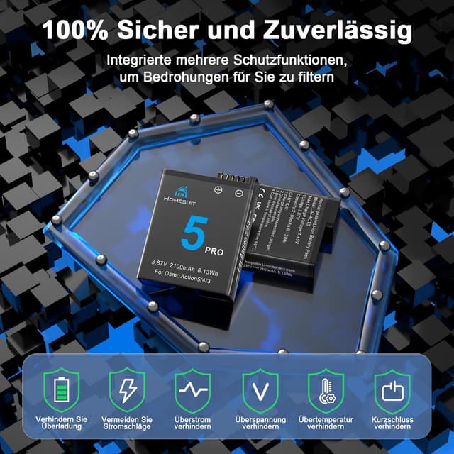 Thumbnail 3 de Homesuit Osmo Action Akku 2100mAh 2er-Pack