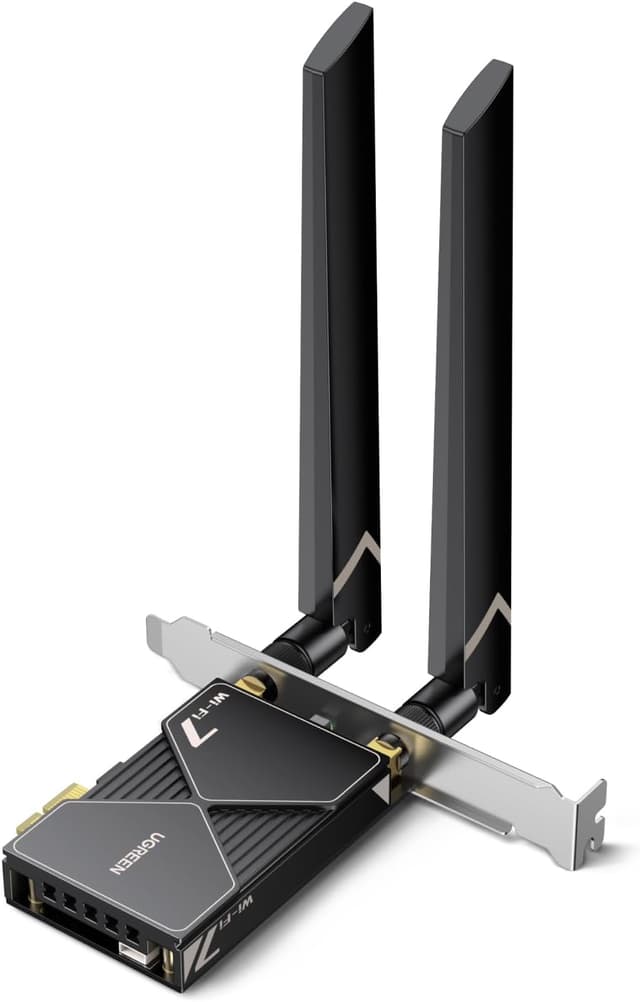 Detalle de UGREEN WiFi 7 BE6500 PCIe WiFi Card with Bluetooth 5.4 for Windows 11 (2 x 6dBi antennas)