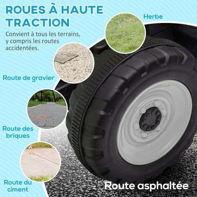 Thumbnail 5 de HOMCOM Tracteur électrique 12V avec remorque enfants