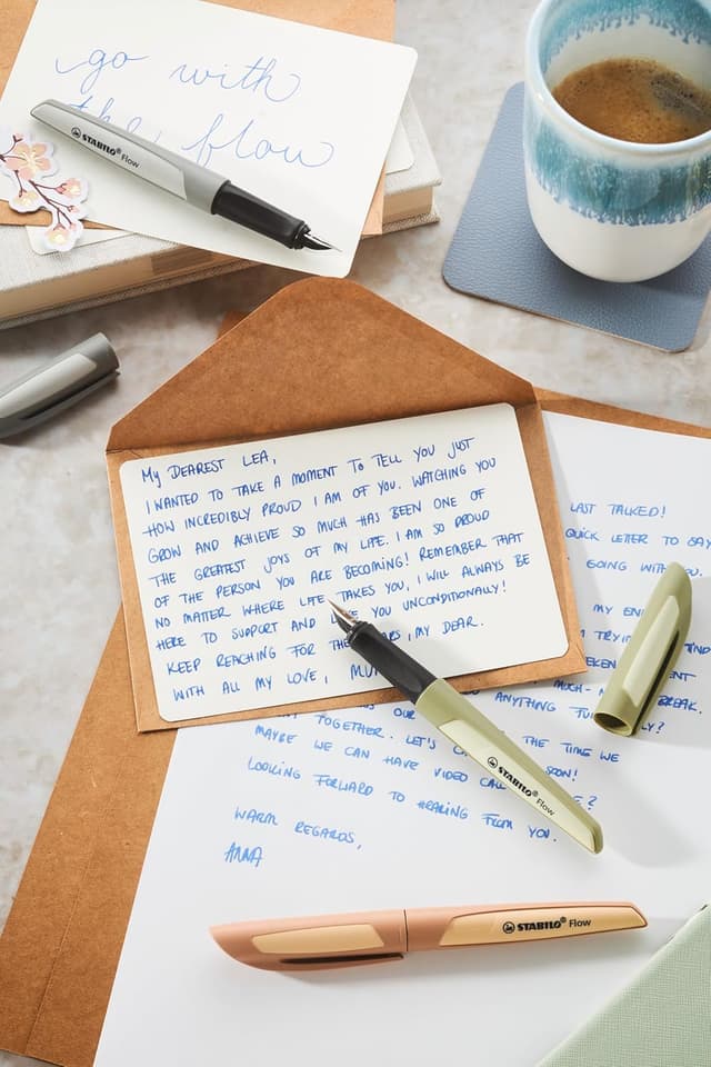 Detalle de STABILO Flow stylo-plume rechargeable gris bleu, plume acier inox avec pointe iridium