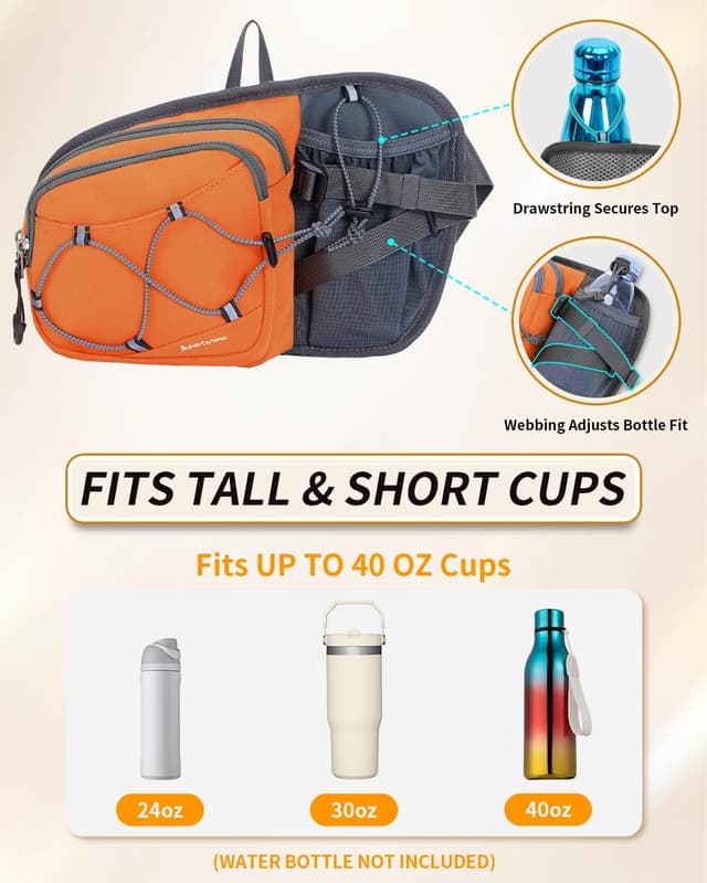 Detalle 2 de sportsnew Hydration Waist Pack with Water Bottle Holder (2L) for Running, Hiking & Dog Walking