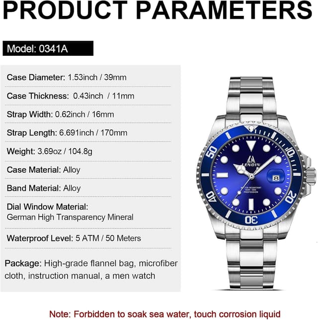 Thumbnail 5 de LN LENQIN Herren Uhr Edelstahl, Quarz mit Datum