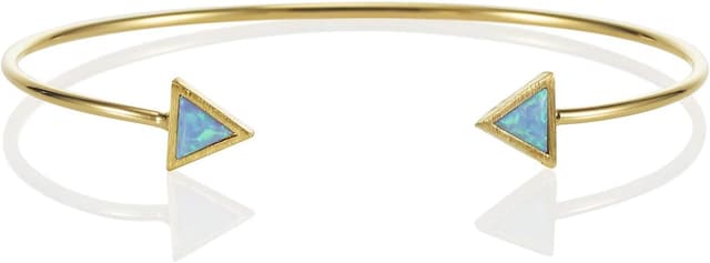 Detalle de Namana braccialetto rigido con opalini e motivi a triangoli, placcato oro 14ct o color argento